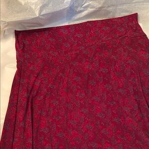 Floral A-Line Skirt in Deep Red